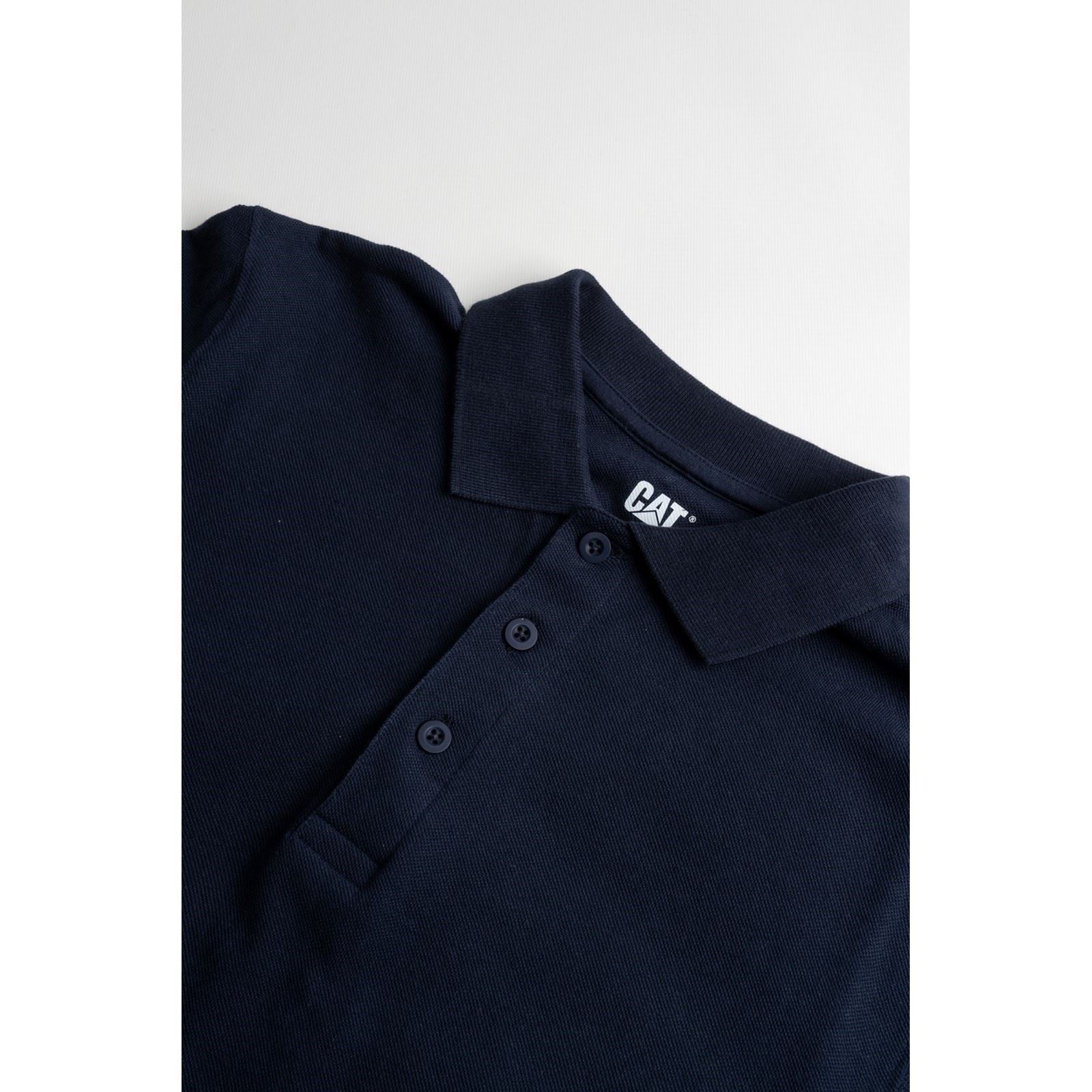 Caterpillar Essentials T-Shirt Polo Bleu En Coton Pour Homme