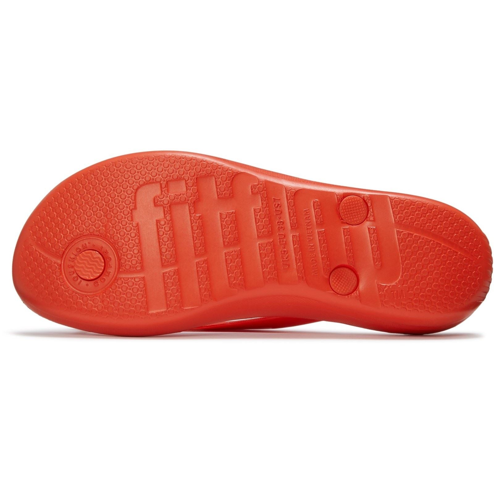 Fitflop iQushion Glossy-Button Tongs En Polyuréthane Pour Femmes Couleur Tomate Cerise