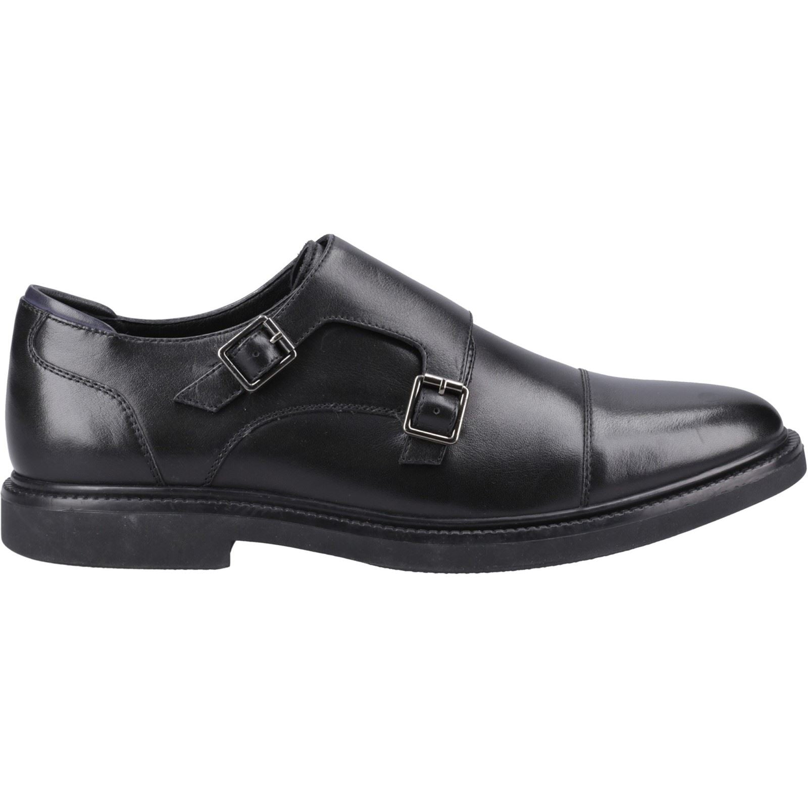 Hush Puppies Kane Chaussures Double Boucle Noires Pour Homme En Cuir