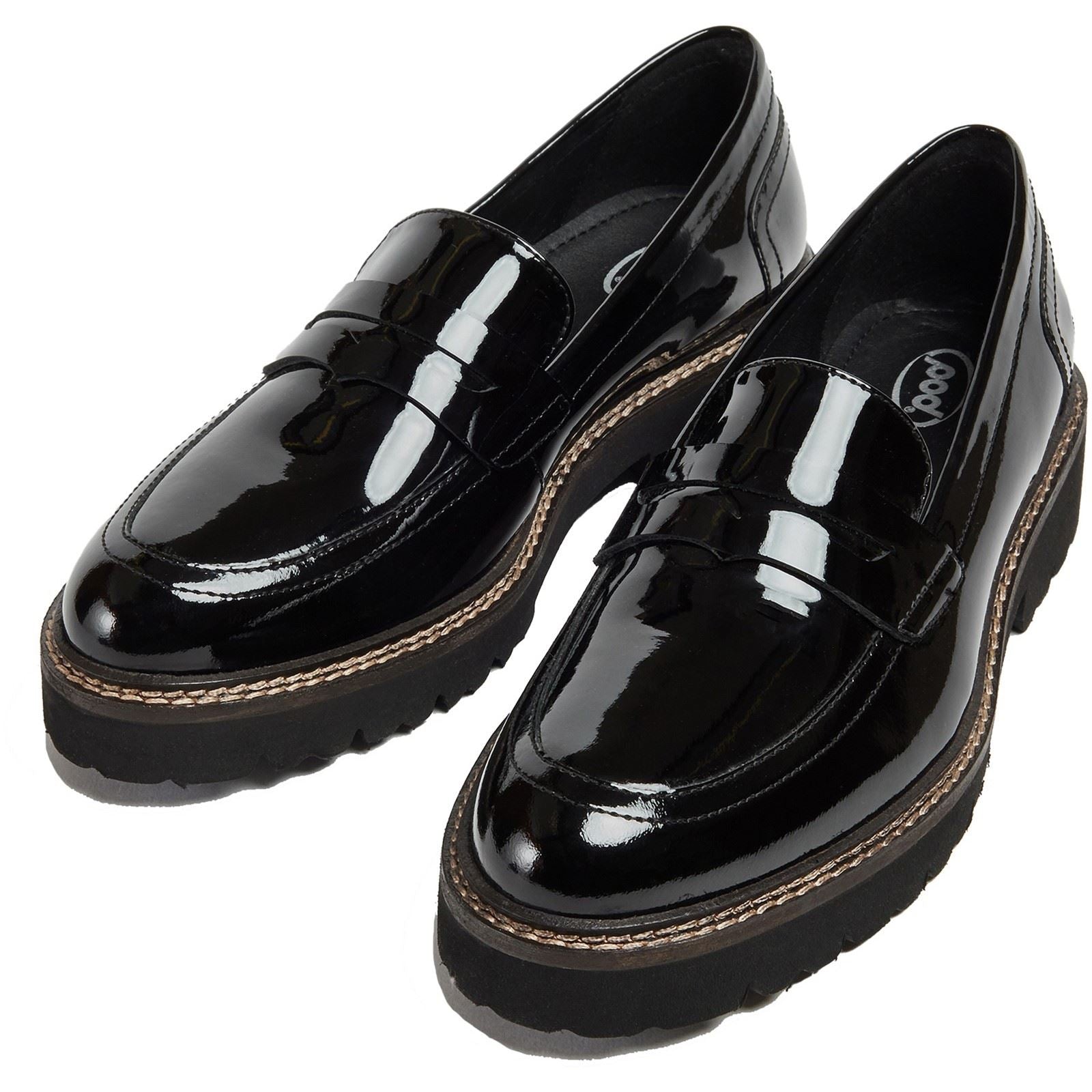 Pod Kenny Mocassins En Cuir Noirs En Vernis Pour Femmes