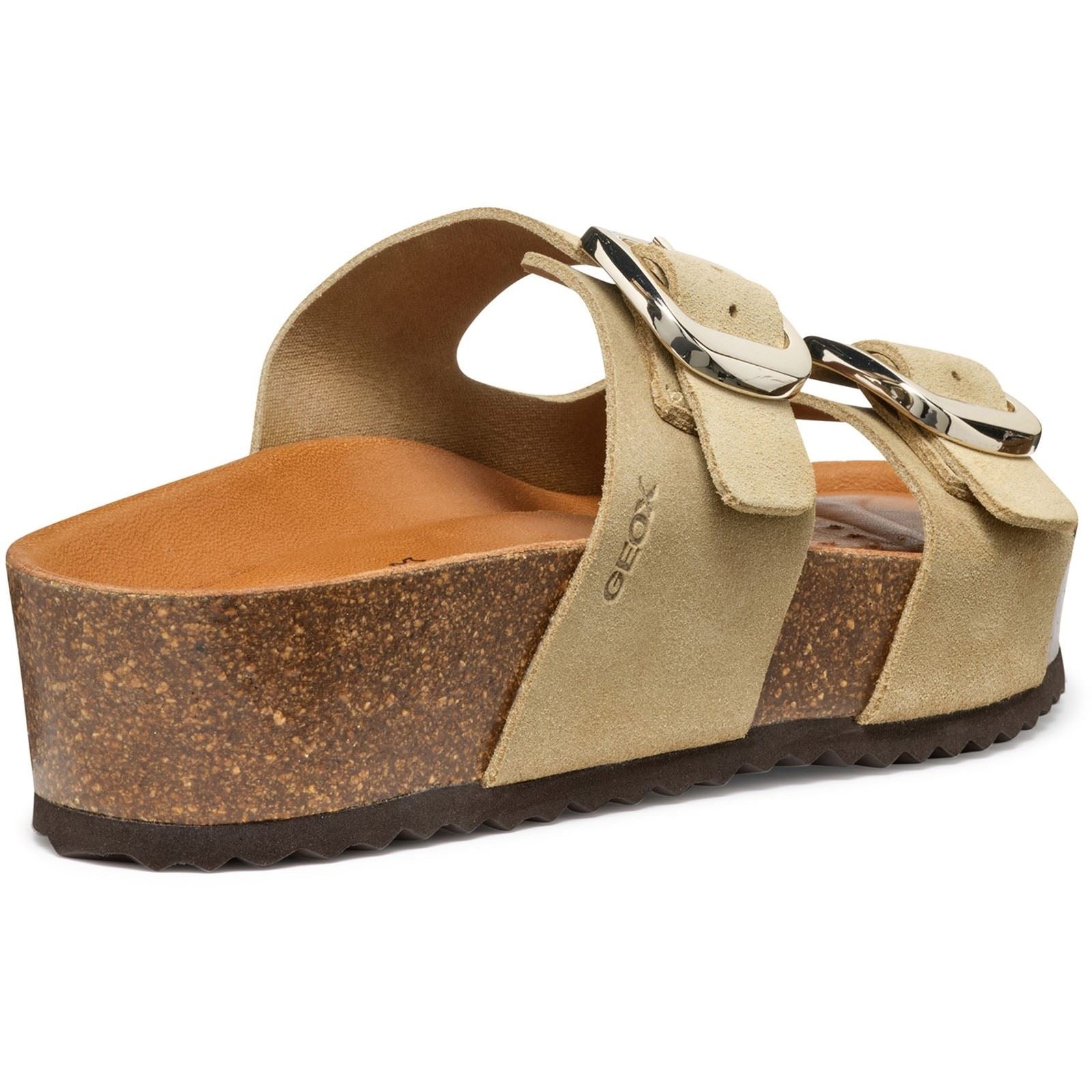 Geox D BRIONIA H Sandales Compensées En Cuir Pour Femme - Taupe Clair