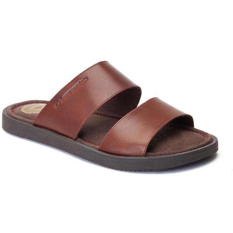 Base London Maven Sandales Homme En Cuir Marron Brûlé