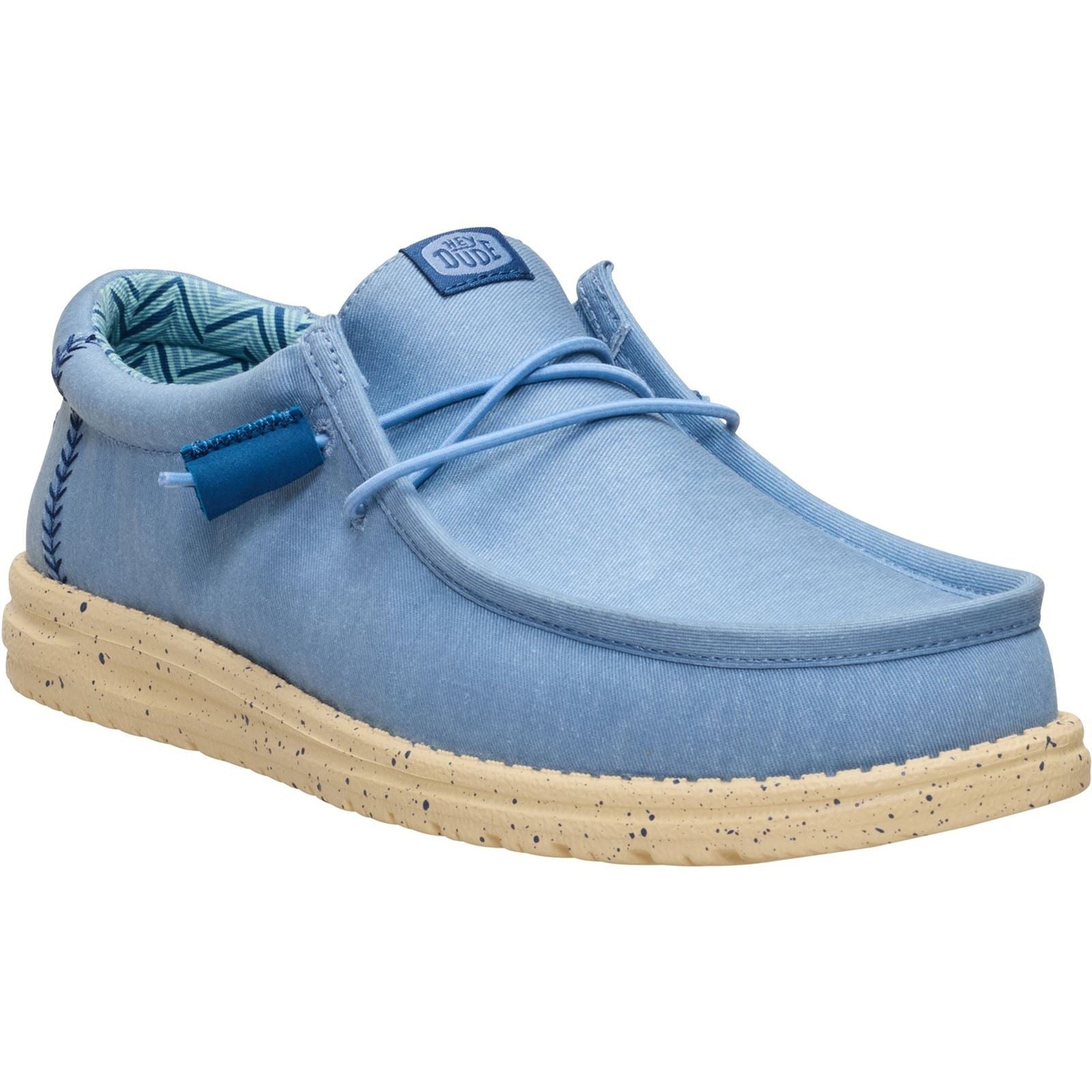 HEYDUDE Wally Stretch Canvas Mocassins En Denim Délavé/Tan Boulder Pour Hommes