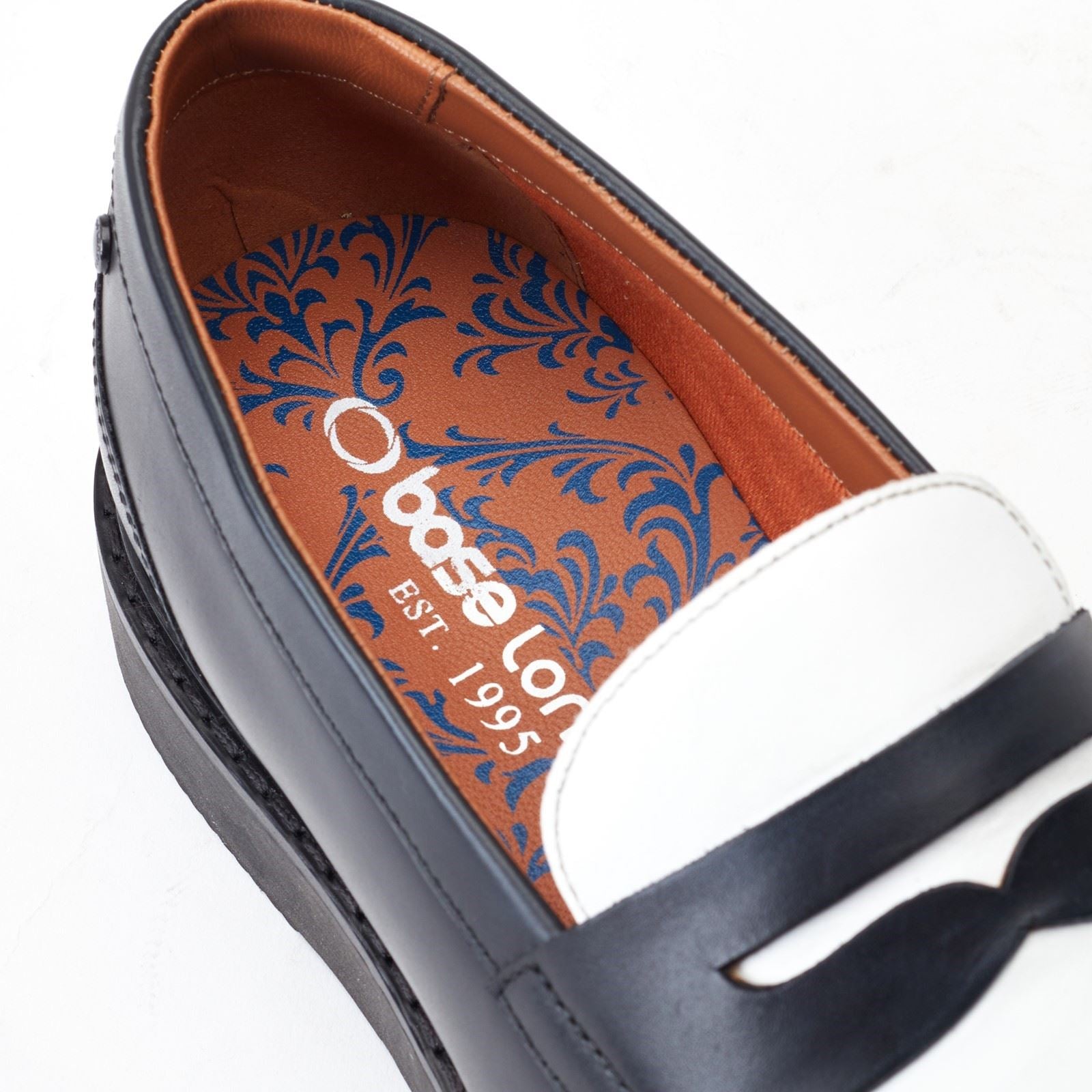 Base London Sid Chaussures Basses Pour Hommes En Cuir Noir/Blanc