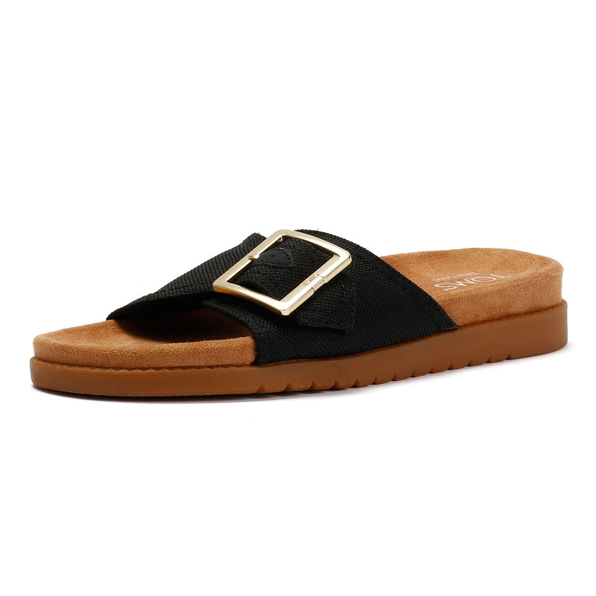 TOMS Marin Slide Sandales Noires En Toile Pour Femmes