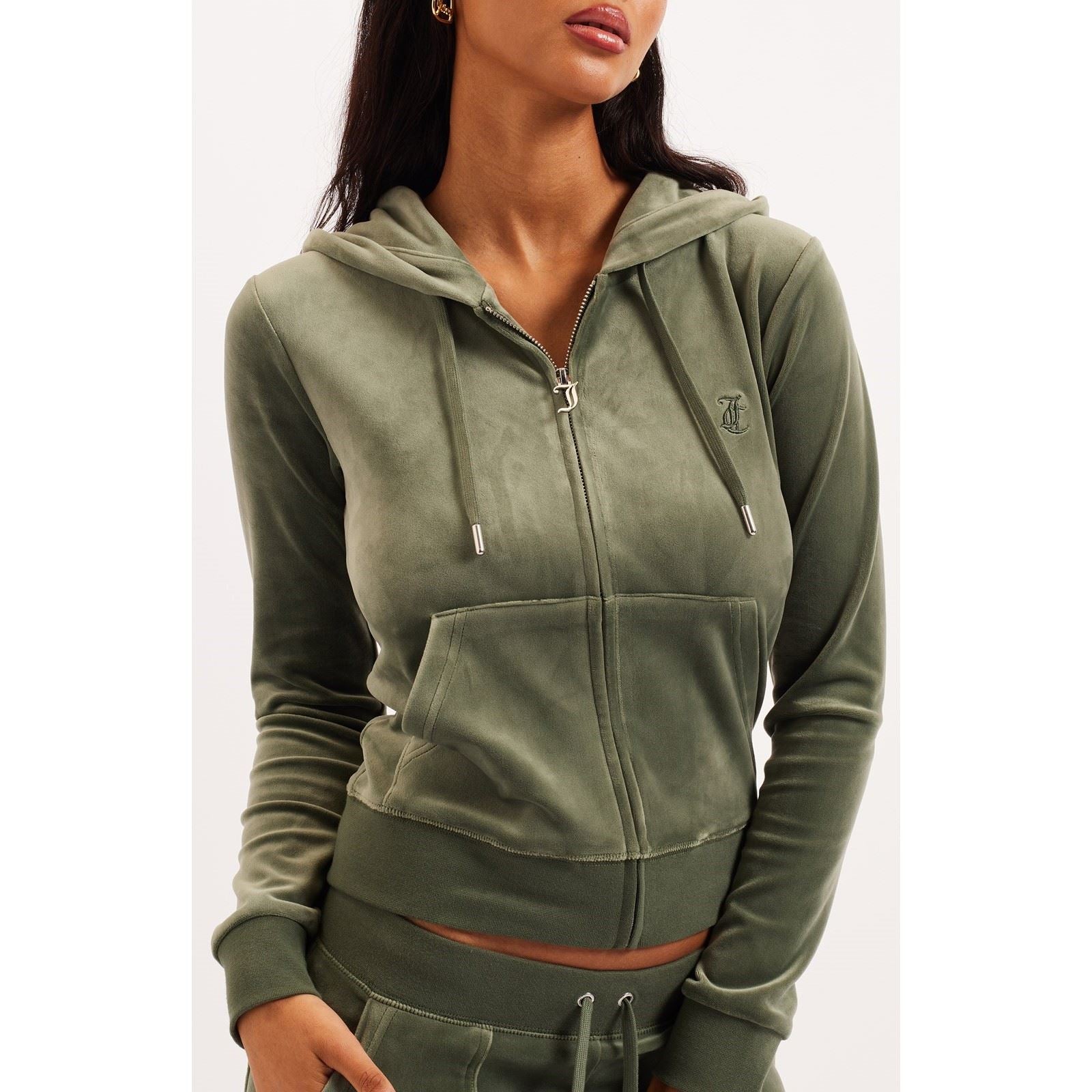 Juicy Couture Robertson Classic Jacket Sweat À Capuche Vert En Polyester Pour Femme