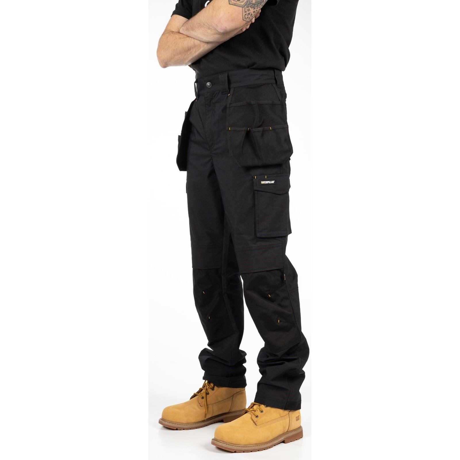 Caterpillar Nexus Holster Stretch Pocket Pantalons Noirs En Coton Pour Hommes - Extérieur