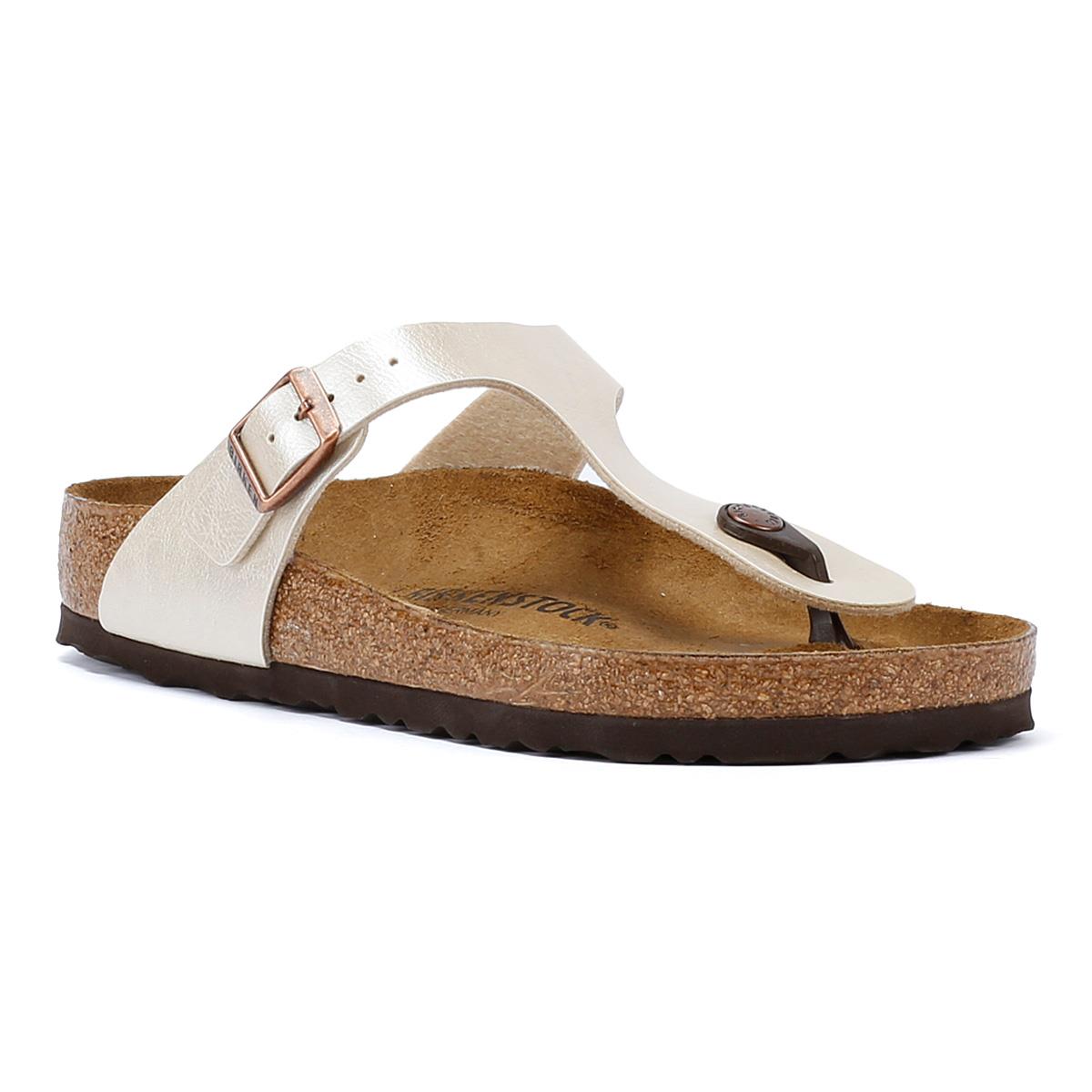 Birkenstock Gizeh Birko Flor Sandales Blanches Gracieuses Pour Femmes