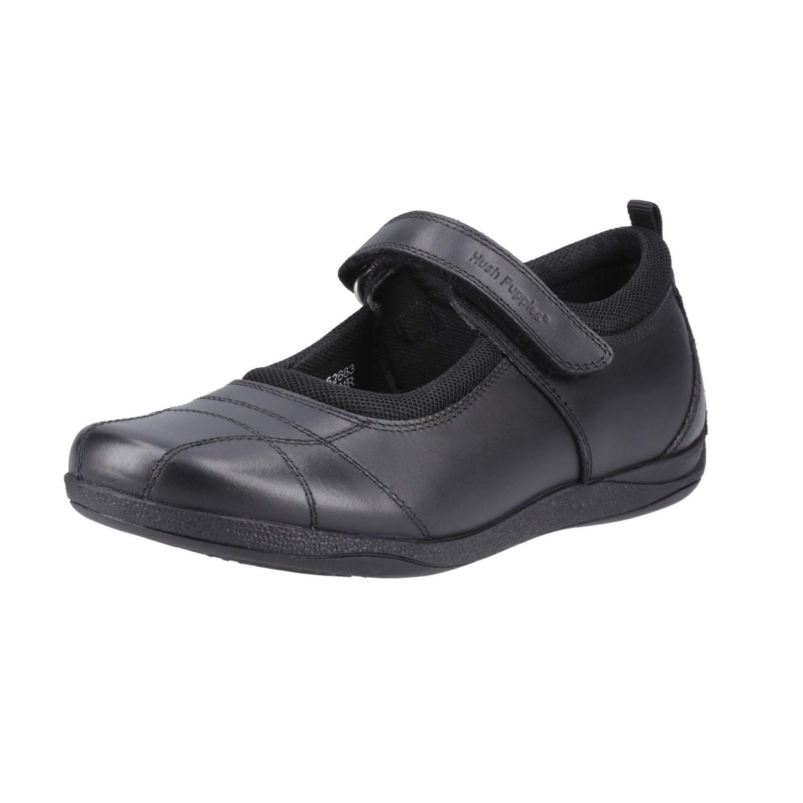 Hush Puppies Clara Senior Chaussures Noires Pour Filles En Cuir