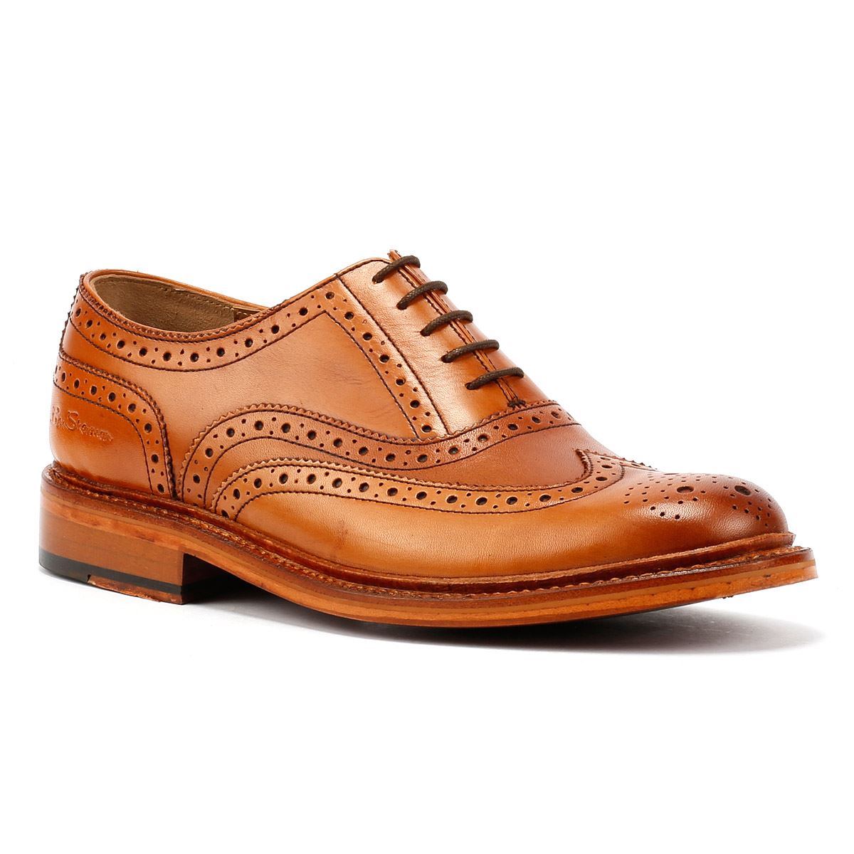 Ben Sherman Sugarman Brogue Chaussures En Cuir Marron À Lacets Pour Homme