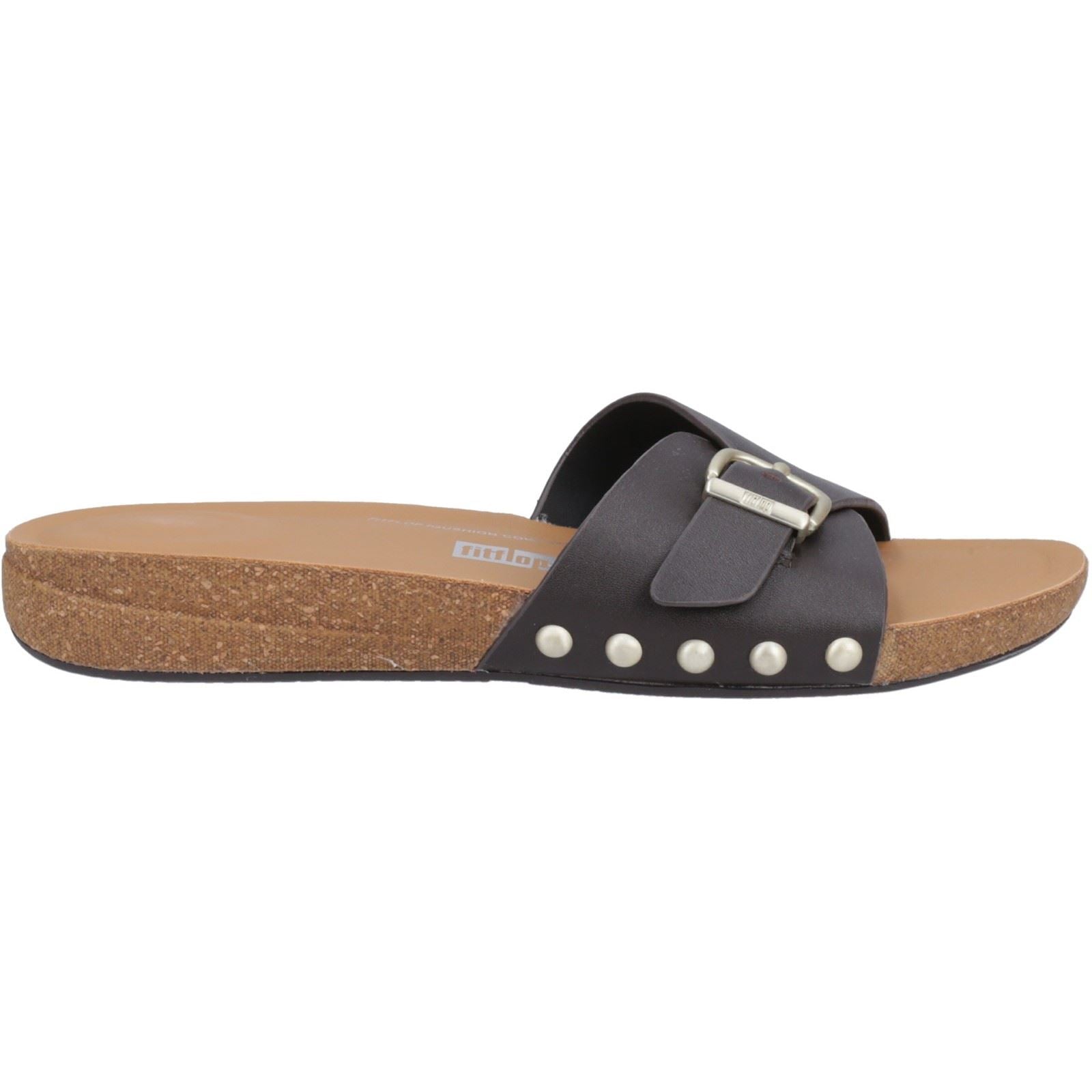 Fitflop iQushion Adjustable Buckle Sandales En Cuir Pour Femmes Marron Chocolat