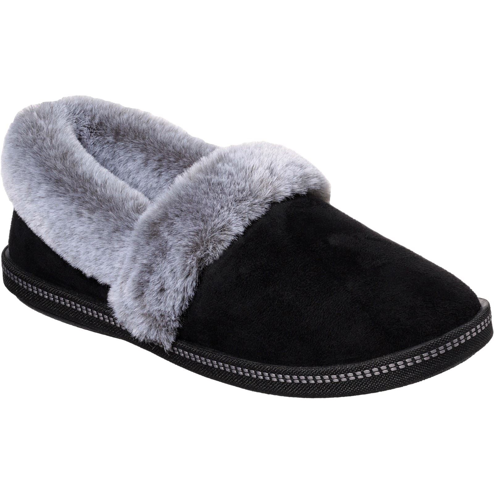 Skechers Cozy Campfire-Team Toasty Chaussons Noirs Pour Femmes En Synthétique