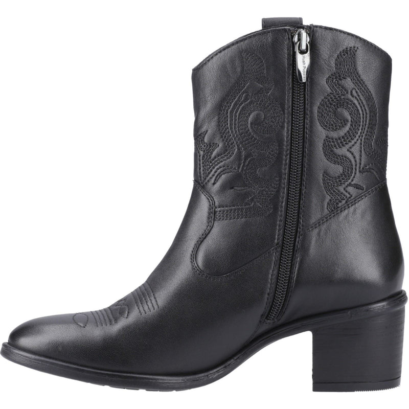 Hush Puppies Wynn Bottes Noires À Talons En Cuir Pour Femme