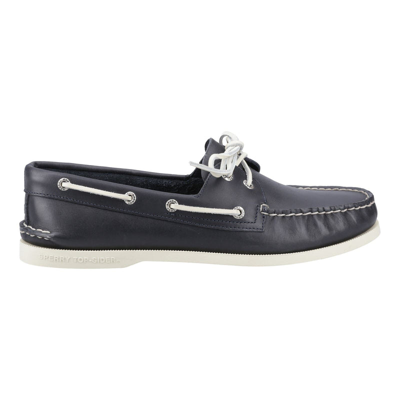 Sperry Authentic 2 Eye Chaussures Bateau Pour Hommes En Cuir Bleu Marine