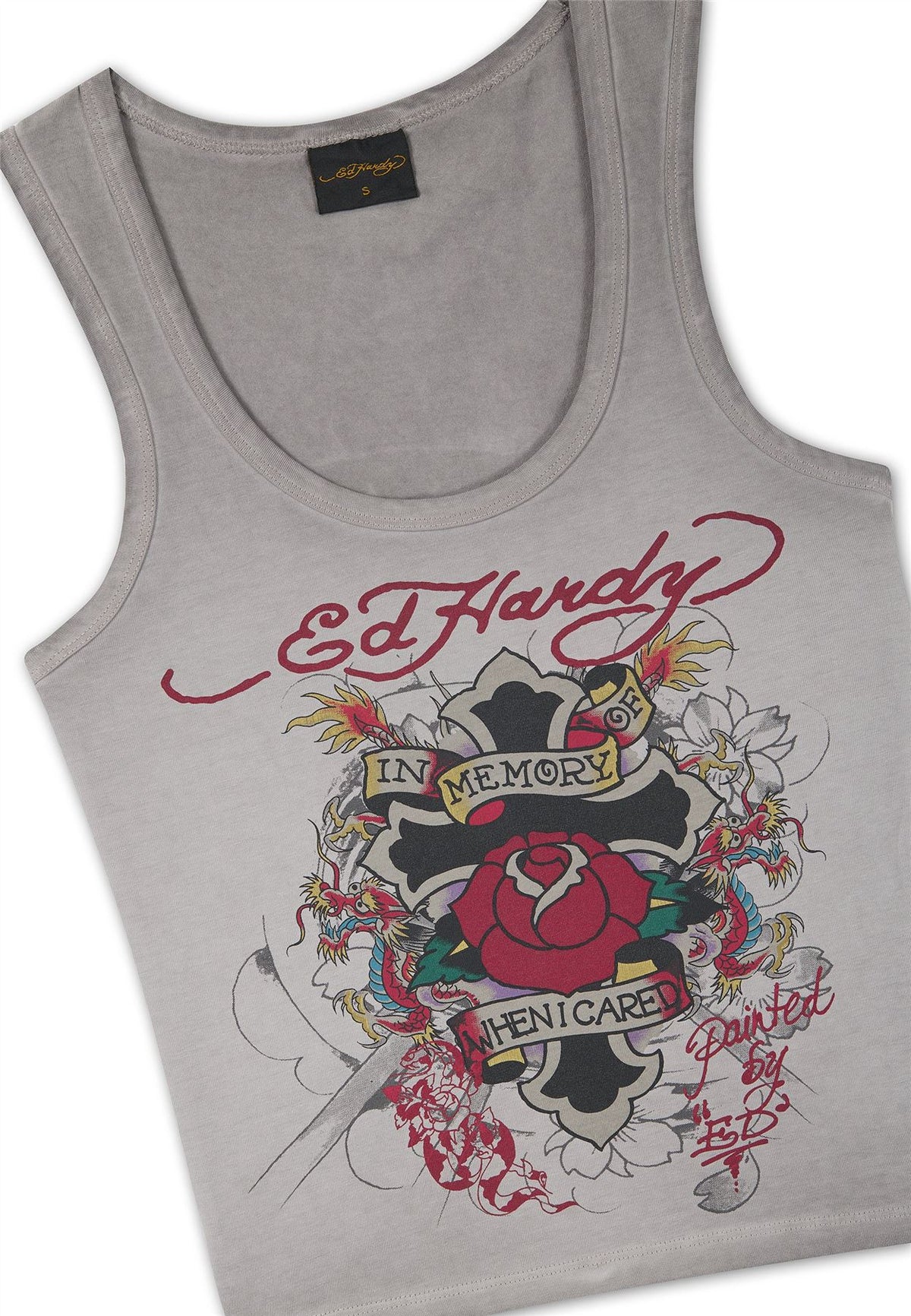 Ed Hardy In Memory of When I Cared Fitted T-Shirts Gris Pour Femmes