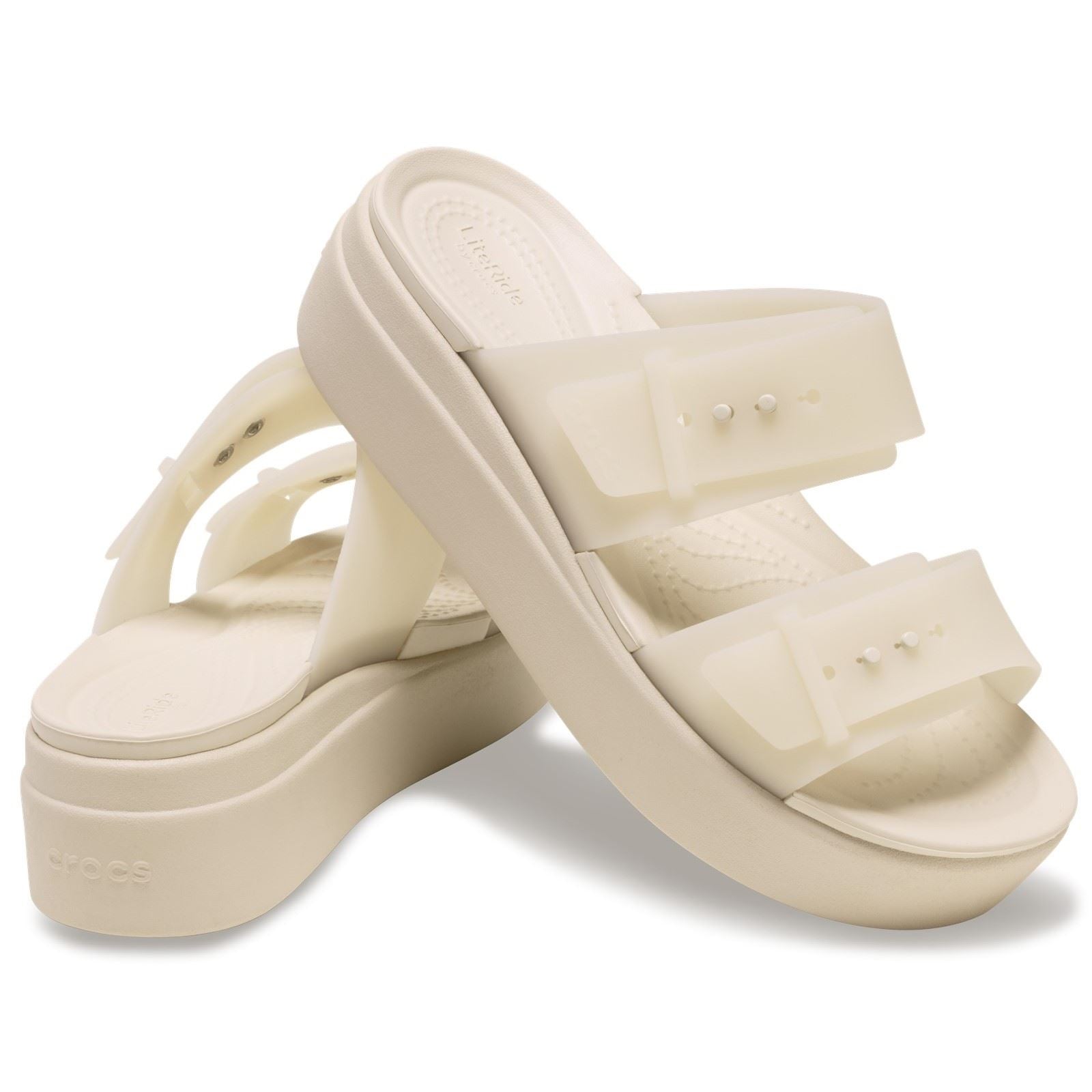 Crocs Brooklyn Buckle Low Wedge Sandales En Pierre De Sable Pour Femme