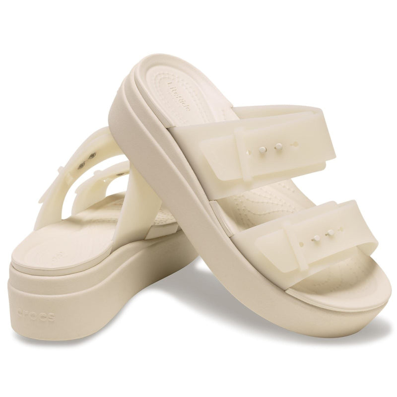Crocs Brooklyn Buckle Low Wedge Sandales En Pierre De Sable Pour Femme