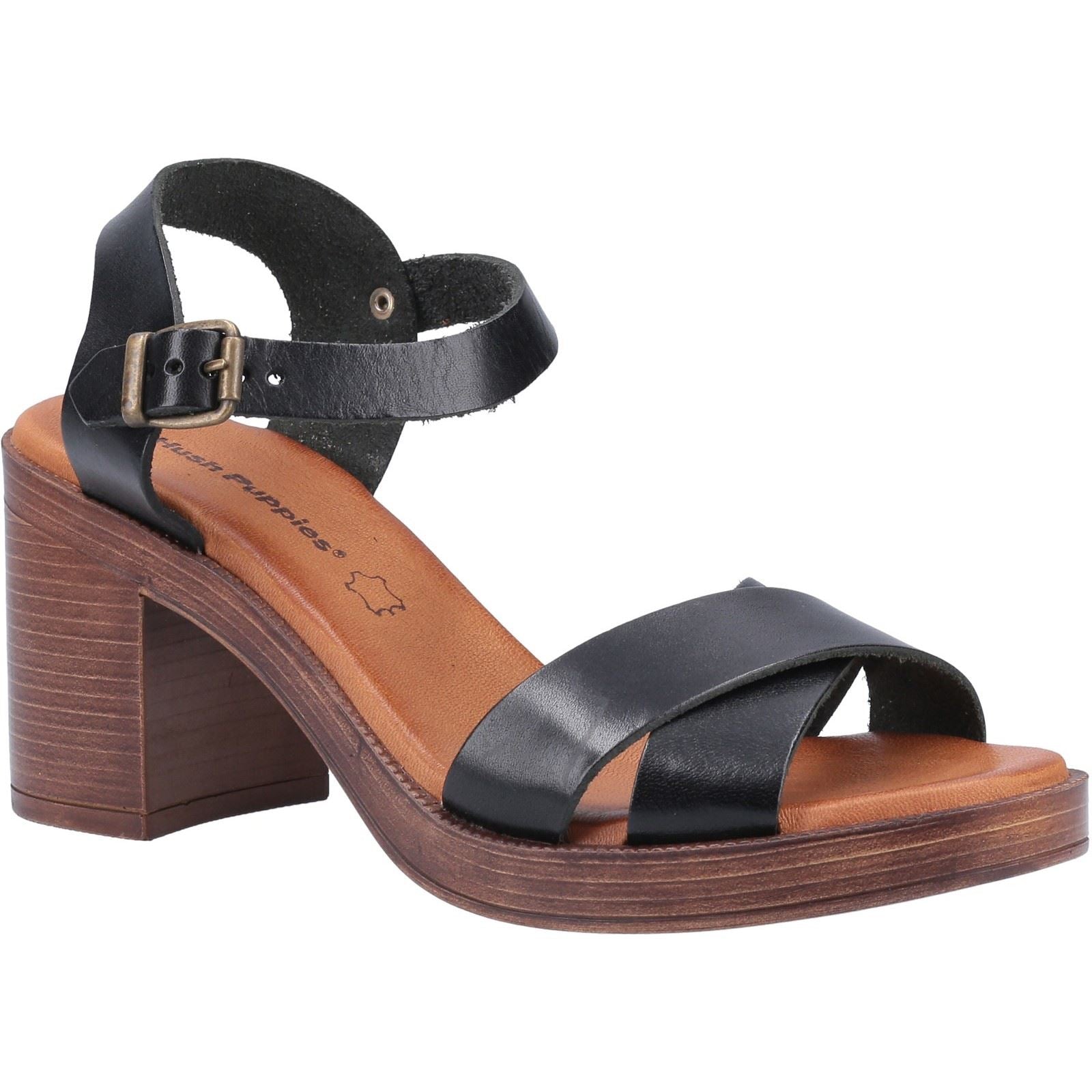 Hush Puppies Georgia Sandales Noires Pour Femmes En Cuir