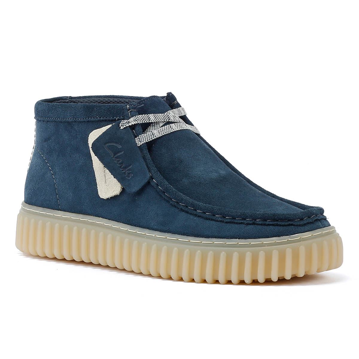 Clarks Main Torhill Hi Bottes Bleues En Daim Pour Hommes