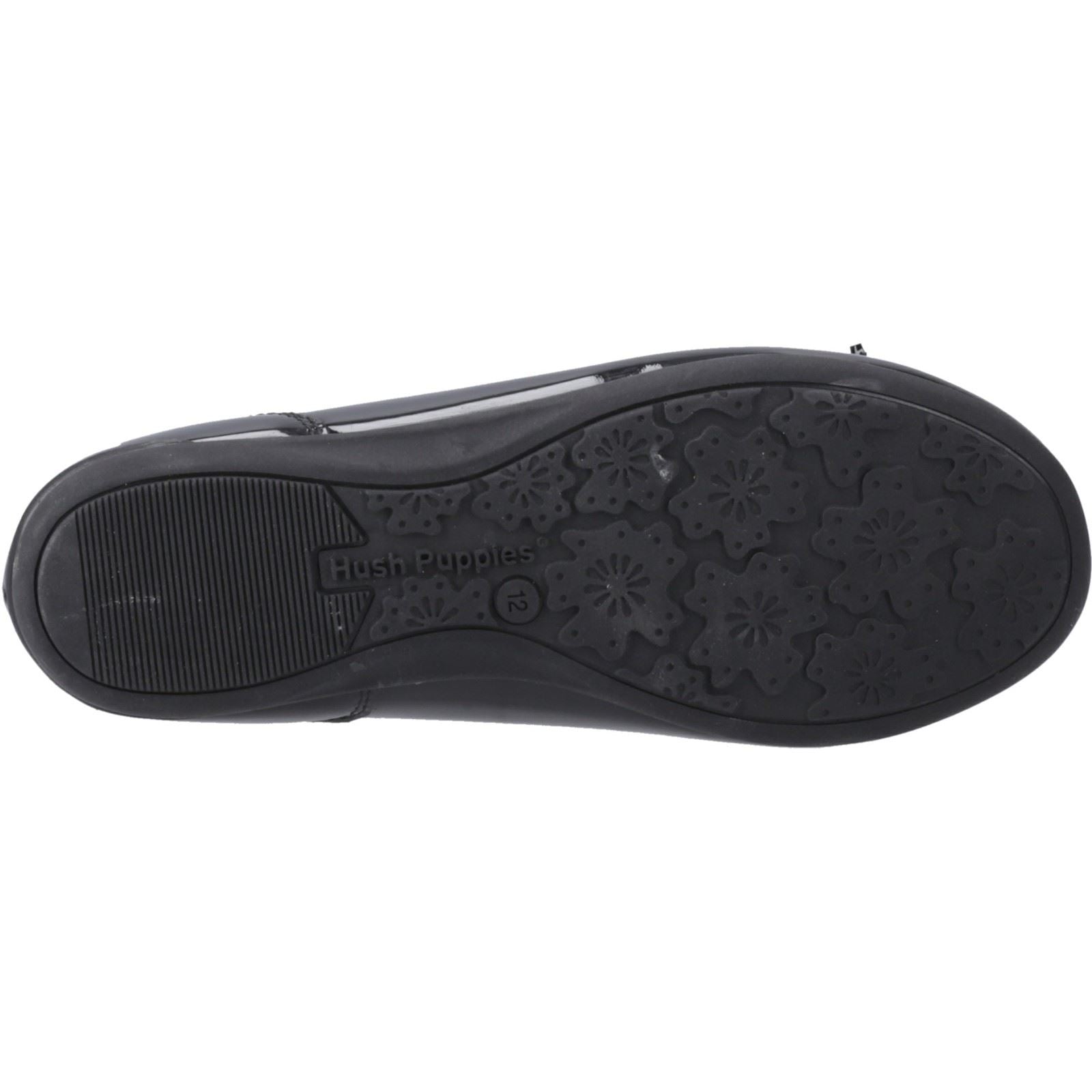 Hush Puppies Lillie Ballerina Patent Chaussures Plates De Ballet Noires Pour Filles En Cuir
