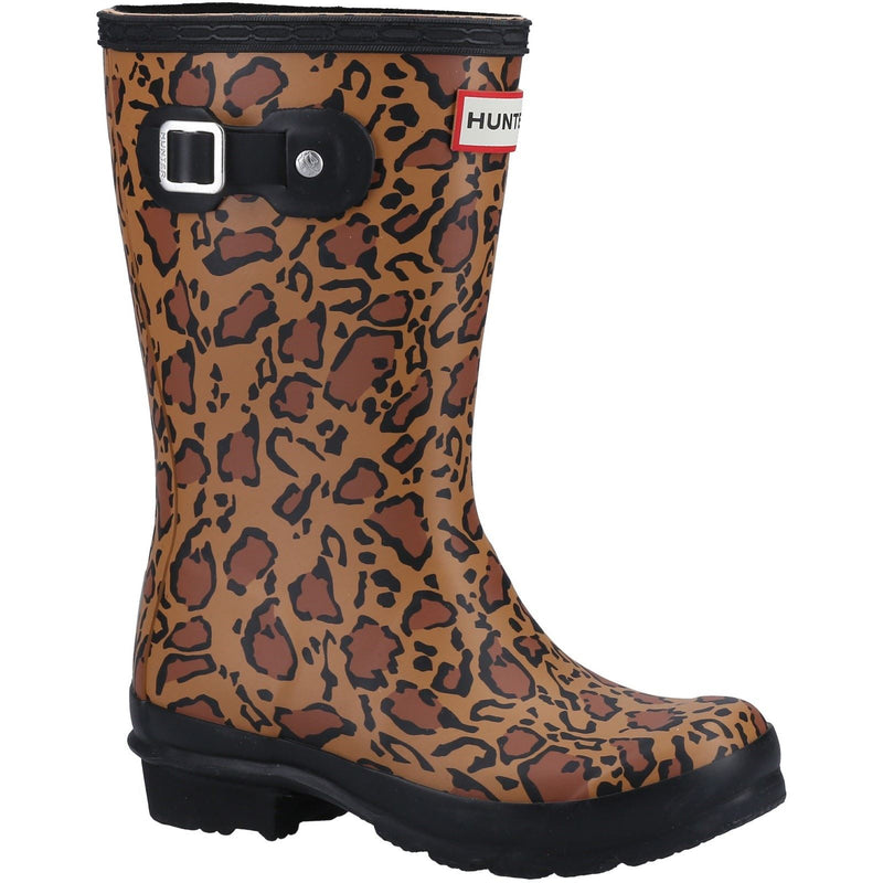 Hunter Original Short Leopard Print Bottes De Pluie Pour Femmes En Caoutchouc Couleur Tan/saddle/Noir