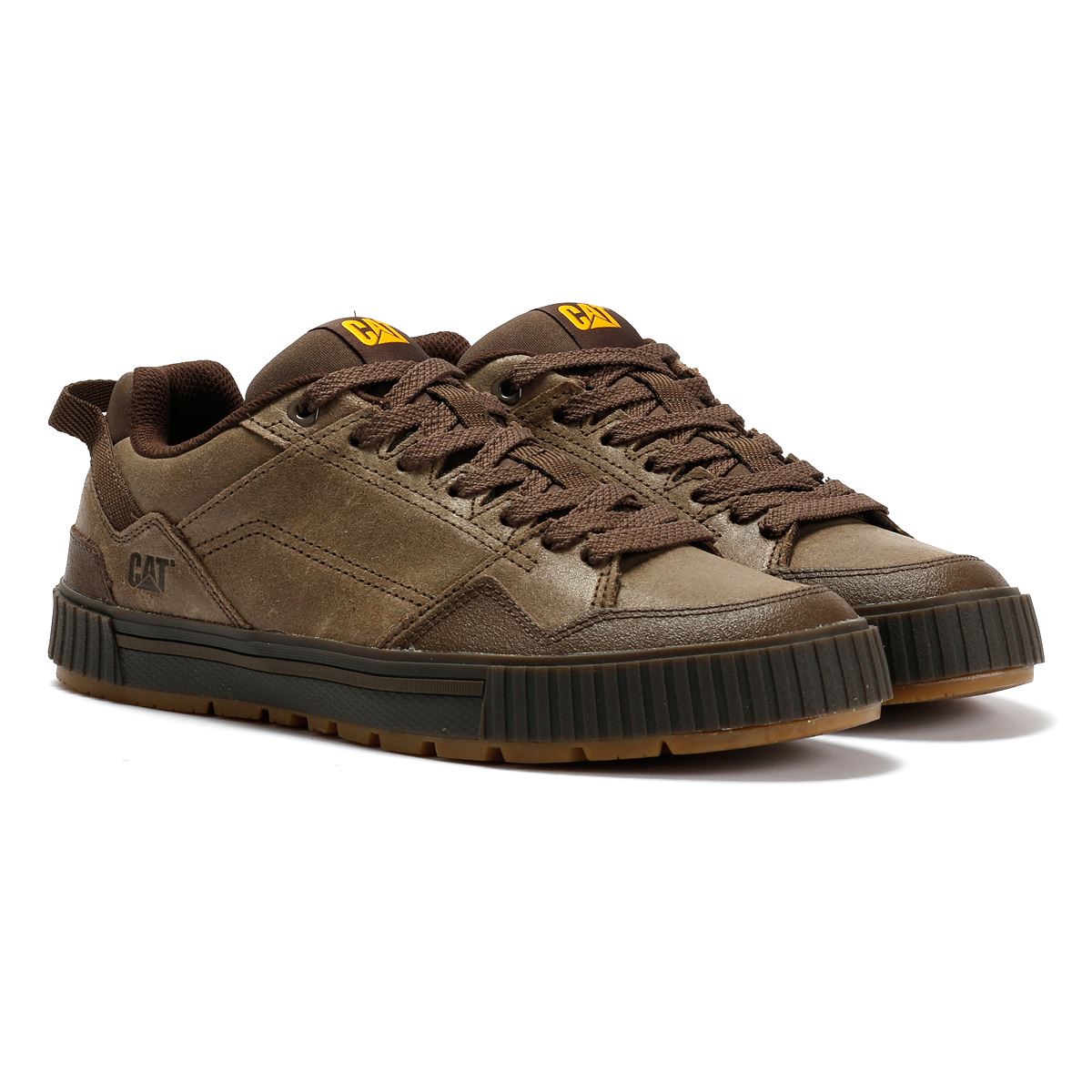 Caterpillar Axiom Waxy Chaussures En Cuir Pour Hommes Brunes À Lacets
