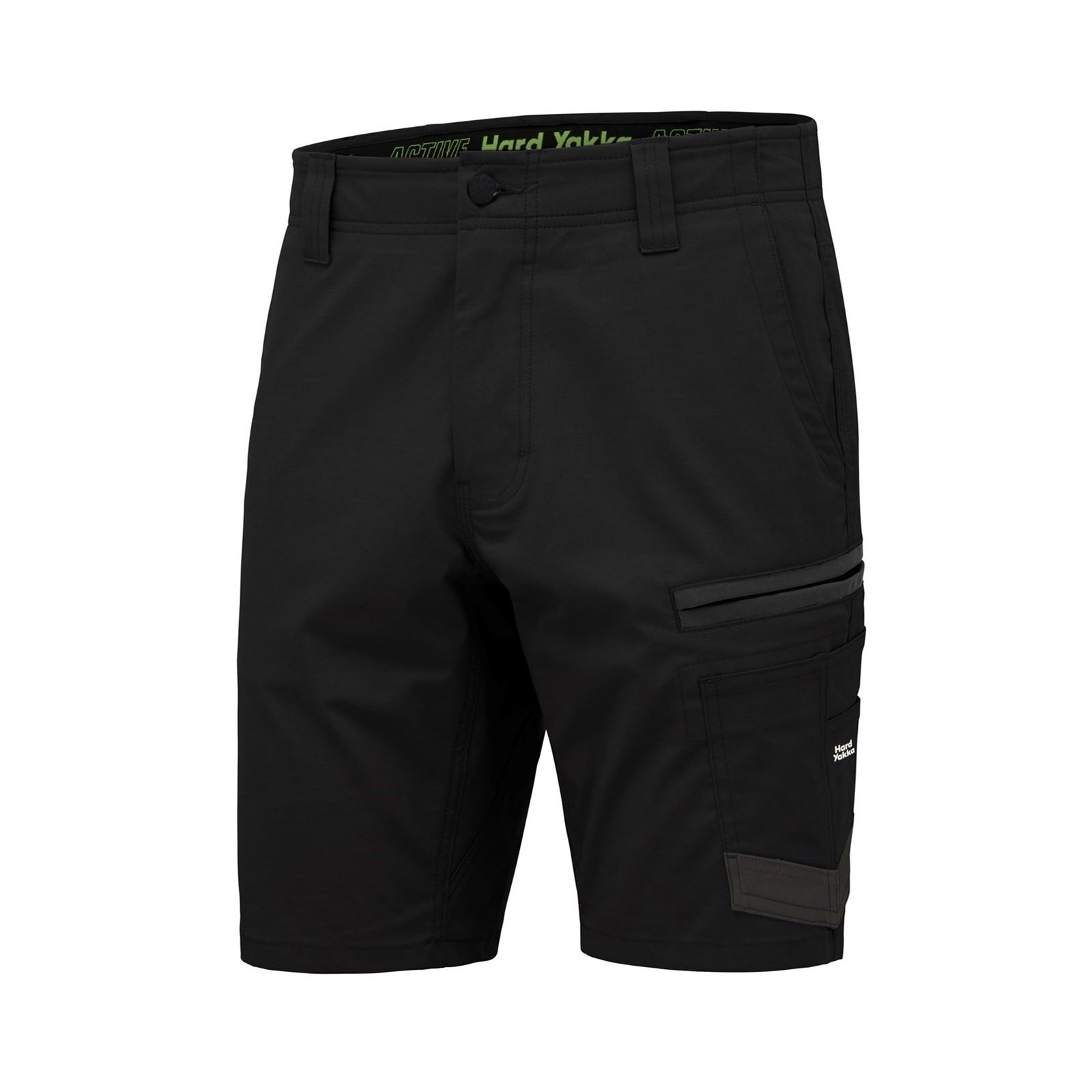 Hard Yakka Raptor Active Shorts En Coton Pour Hommes Noirs Jusqu'aux Genoux