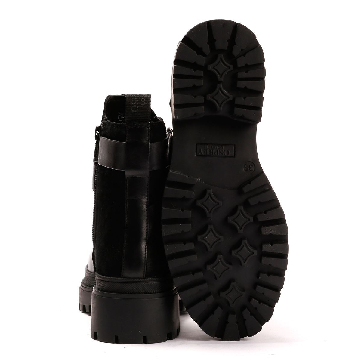 Osprey London The Boston Bottes Noires En Cuir Pour Femmes
