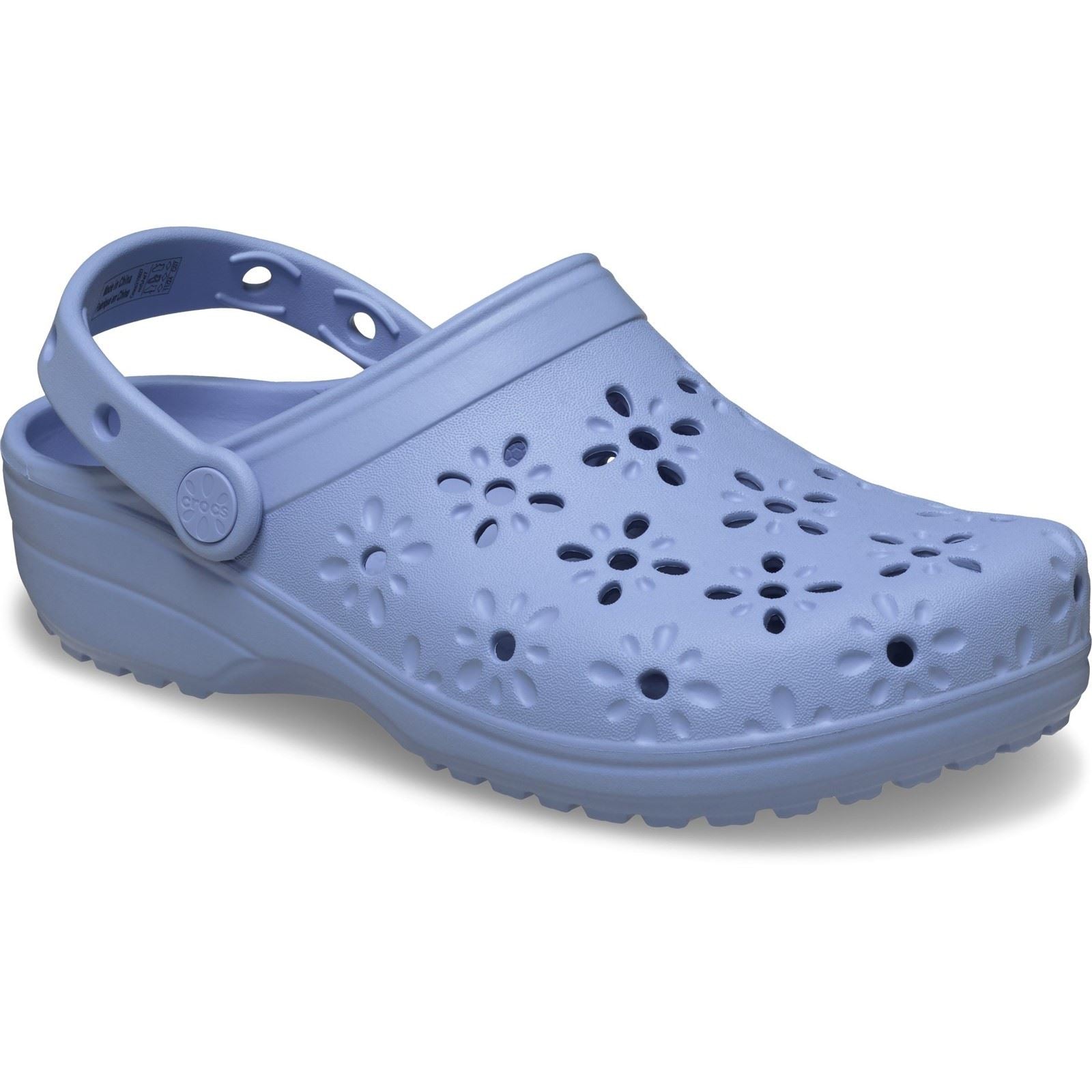 Crocs Classic Floral Cut Out Sabots En Thermoplastique Pour Femmes Blue Haze