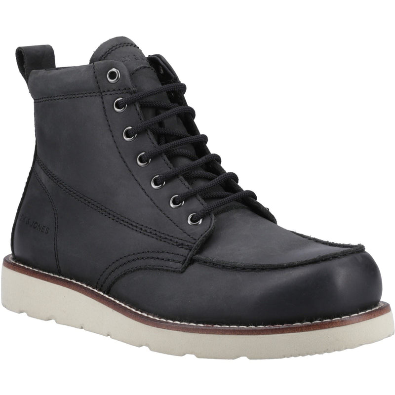 Jack & Jones Toronto Bottes Noires Pour Hommes En Cuir À La Cheville