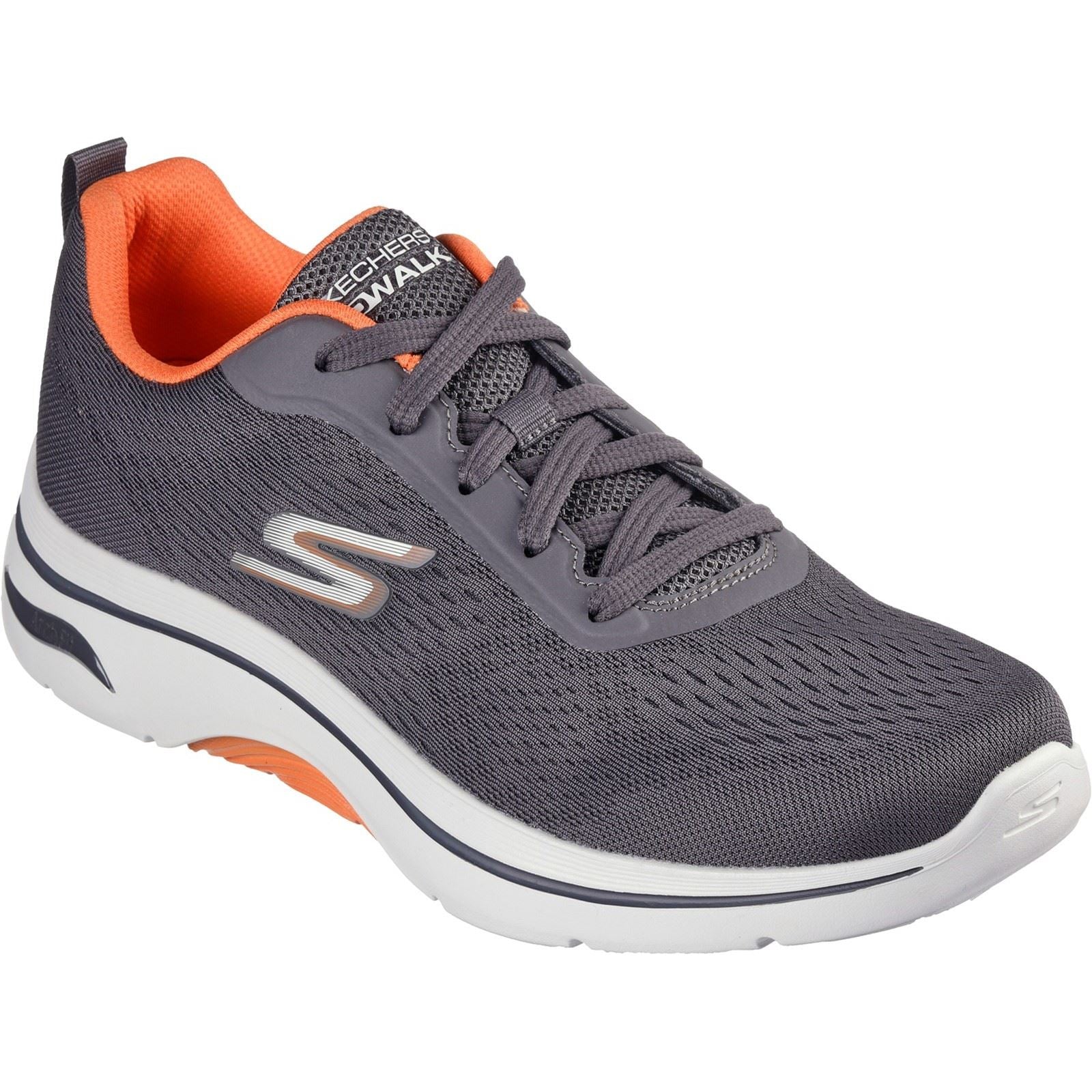 Skechers Go Walk Arch Fit 2.0 Idyllic Sneakers En Toile Pour Hommes, Couleur Charbon/Orange