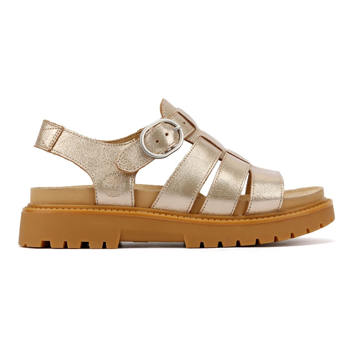 Timberland Clairemont Way Fisherman Sandales En Cuir Doré Pour Femme