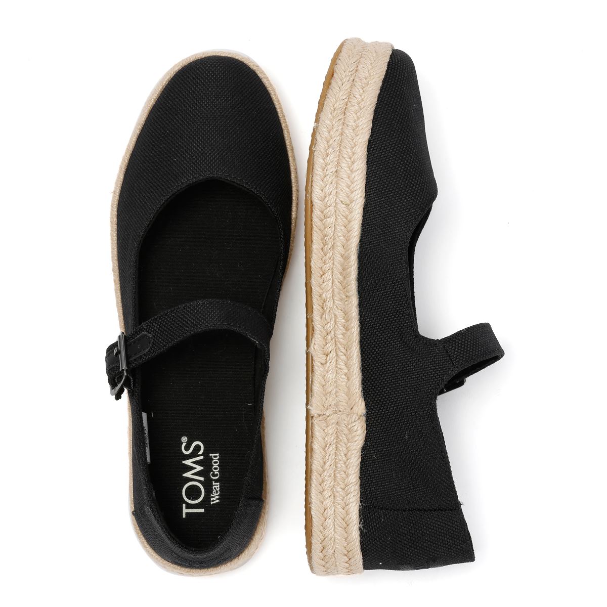 TOMS Carolina Mary Jane Espadrilles Noires En Textile Pour Femmes