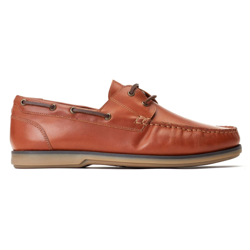 Base London Stern Chaussures Bateau En Cuir Pour Hommes, Couleur Tan Brûlé