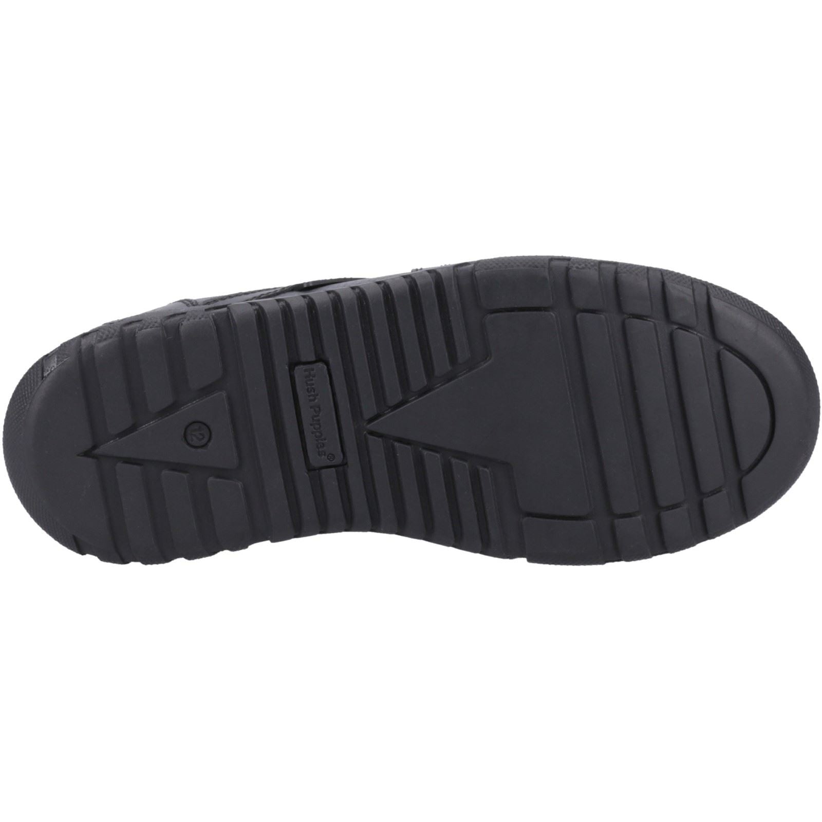 Hush Puppies Spencer Senior Chaussures Noires Pour Garçons En Cuir.