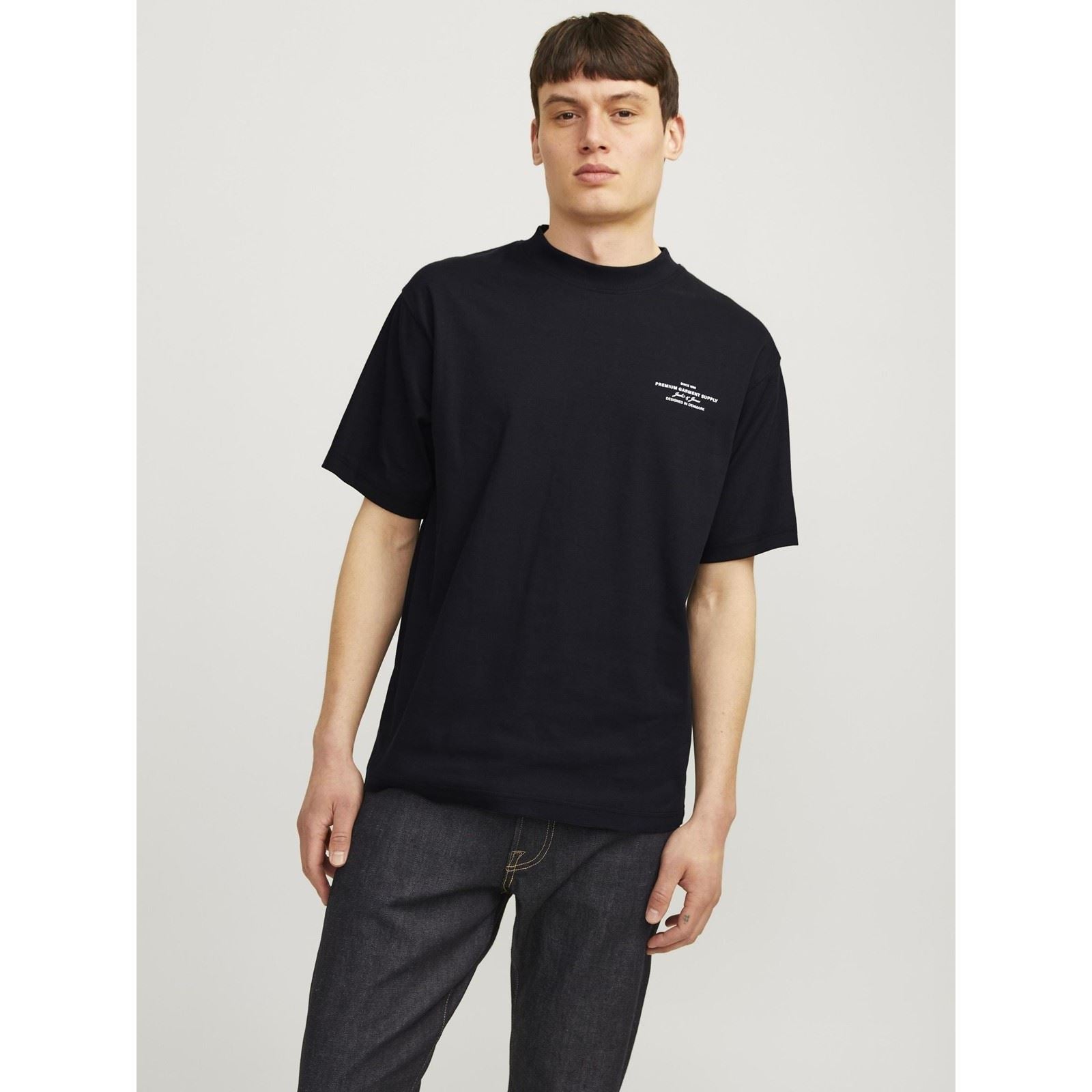 Jack & Jones Chad Branding T-Shirts À Manches Courtes Noirs En Coton Pour Hommes