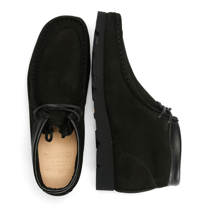Clarks Originals Wallabee Combi Bottes Noires En Cuir Pour Hommes