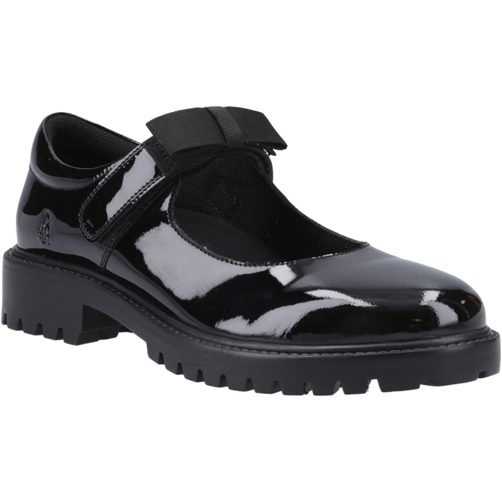 Hush Puppies Astrid Bow Chaussures Noires Pour Filles En Cuir