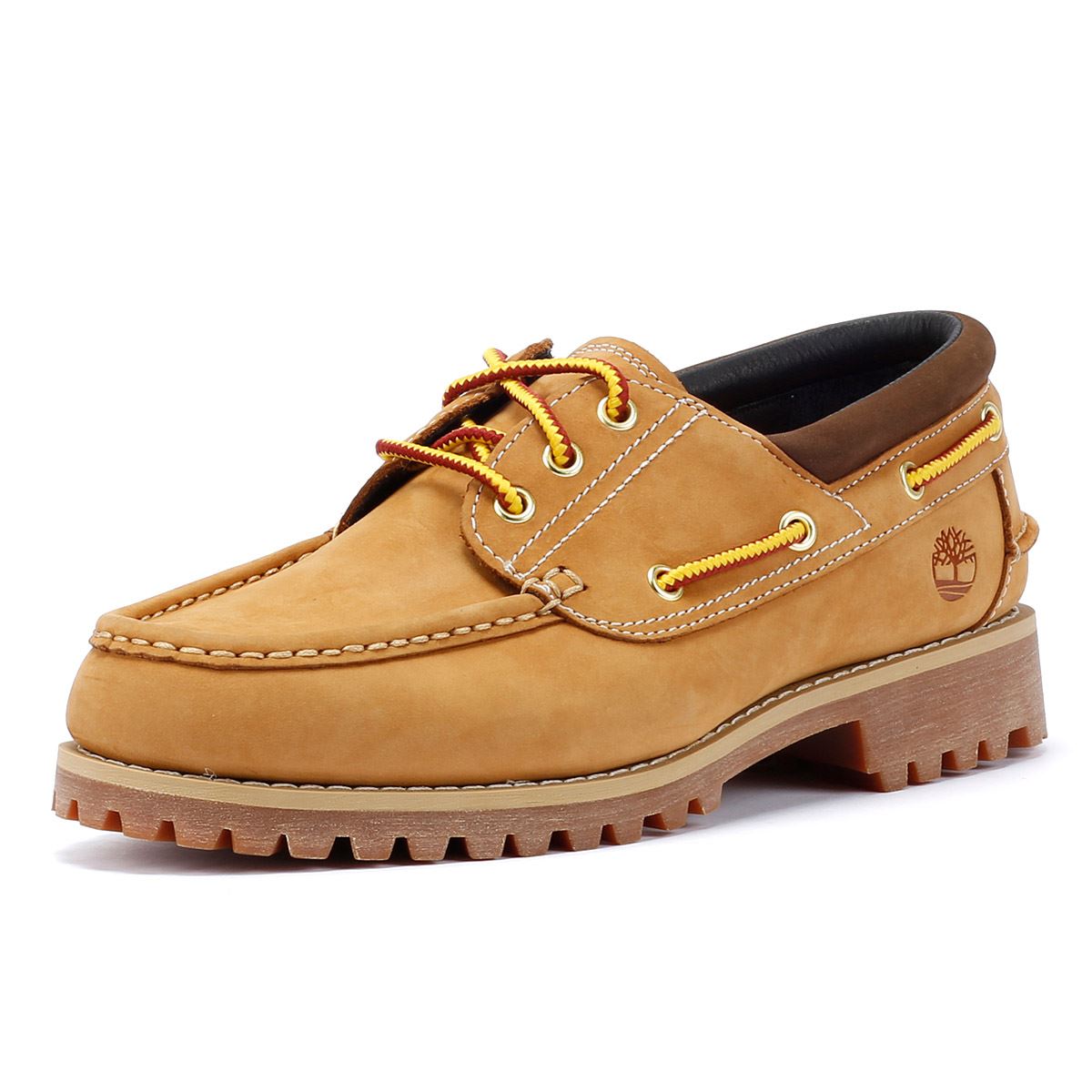 Timberland Authentic Chaussures En Cuir Marron À Lacets Pour Homme
