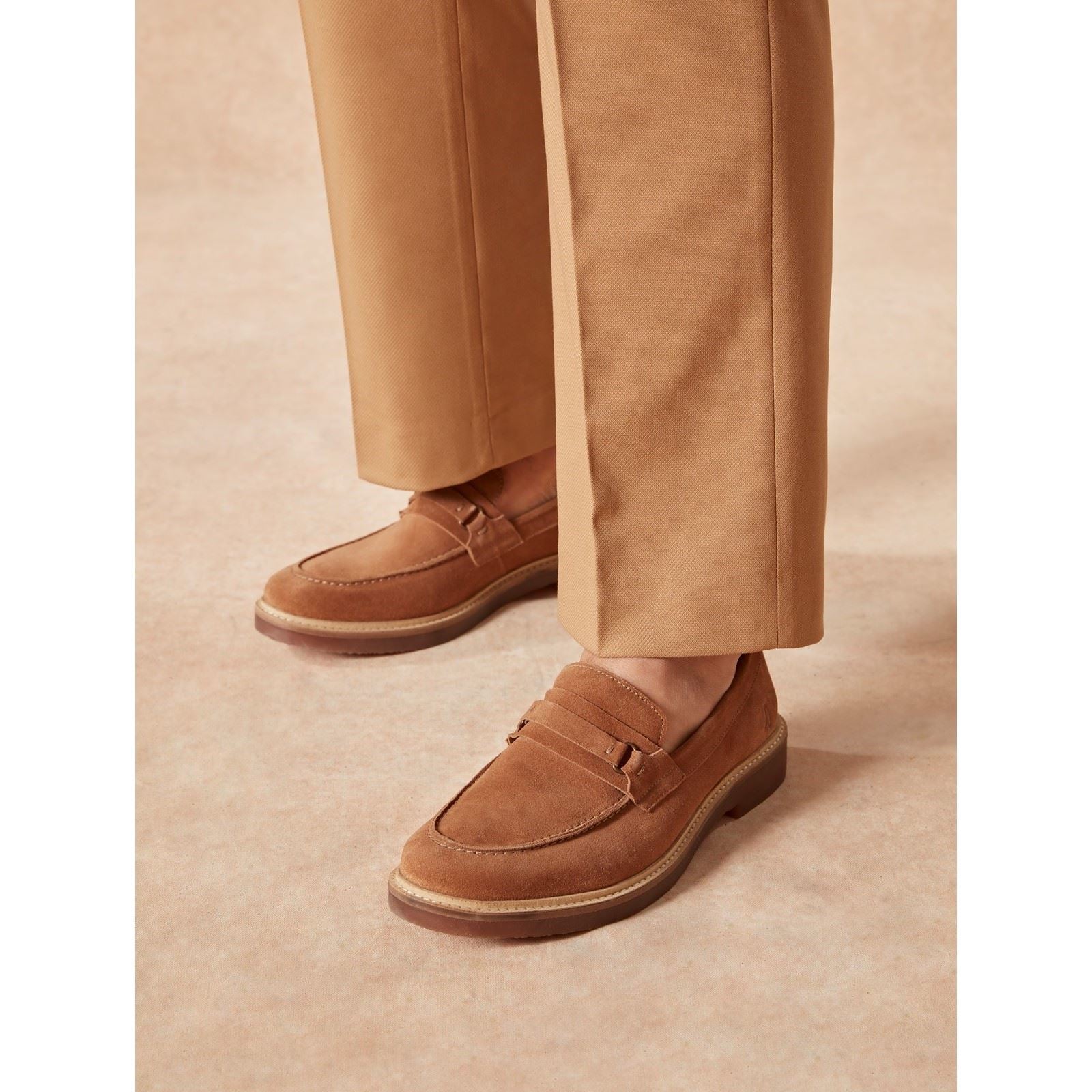 Hush Puppies Gryffin Mocassins Pour Hommes En Cuir Couleur Fauve