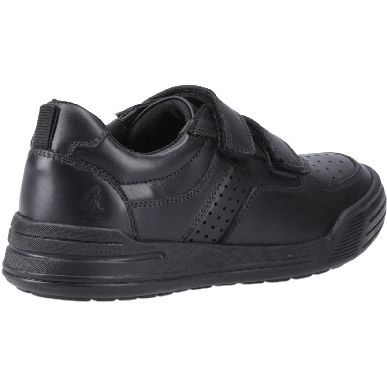 Hush Puppies Sully Chaussures Noires Pour Garçons En Cuir.