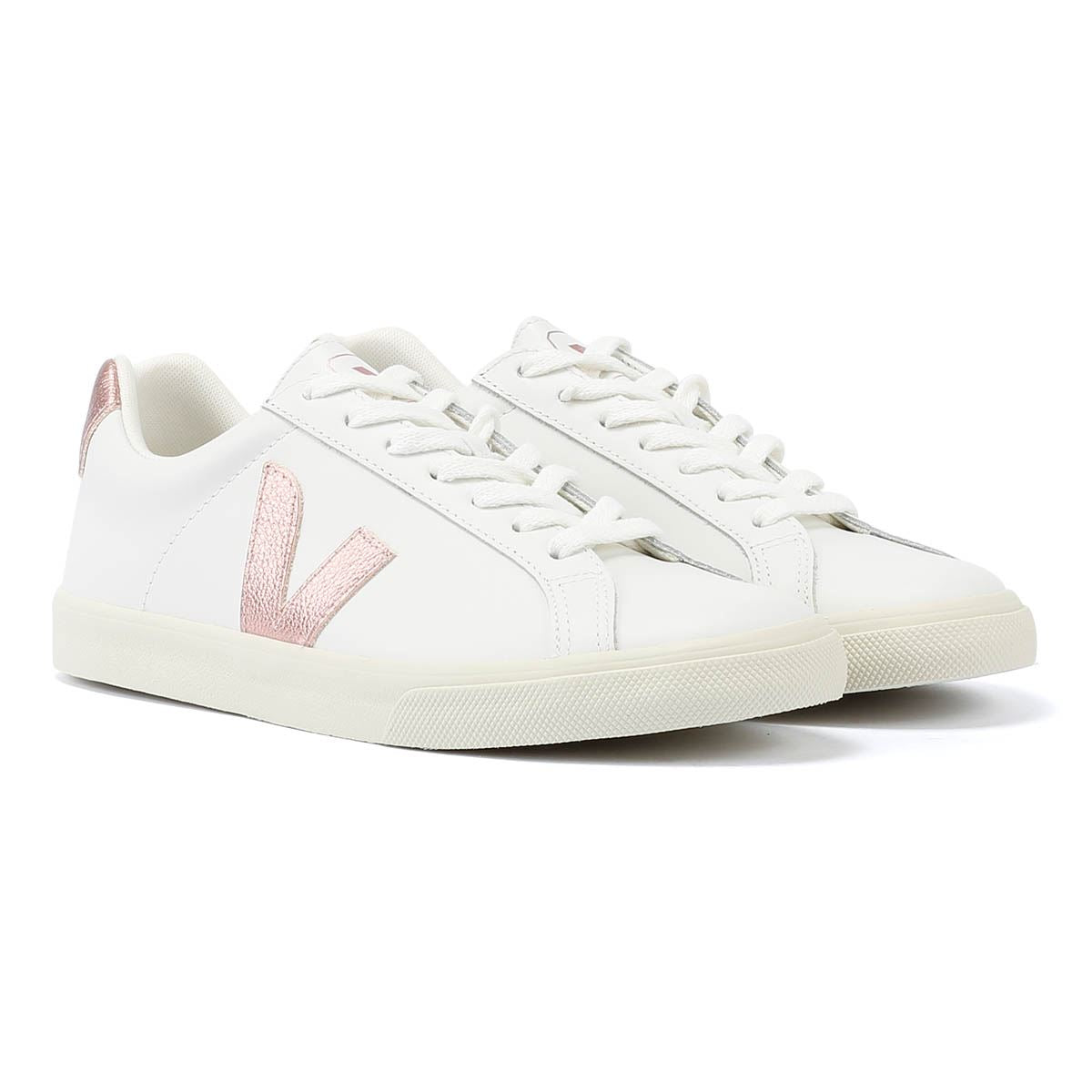 Veja Esplar Baskets Pour Femmes En Cuir Blanc/Nacre
