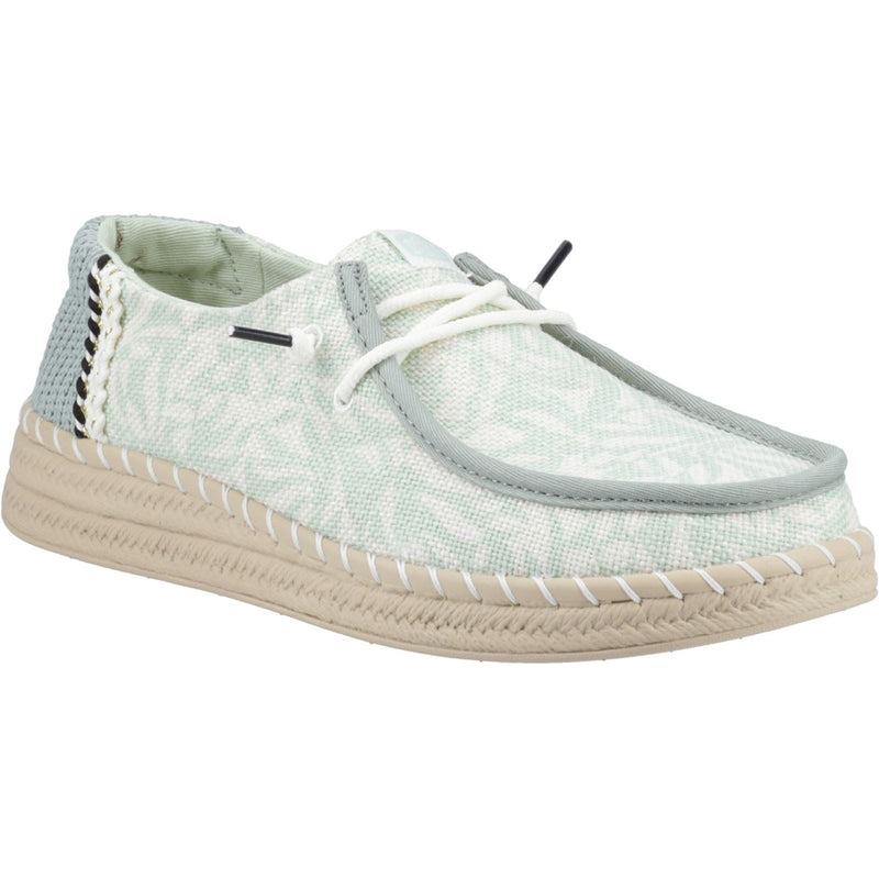 HEYDUDE Wendy Espadrille Retro Palm Espadrilles En Coton Mélangé Pour Femme En Vert Céladon/Blanc