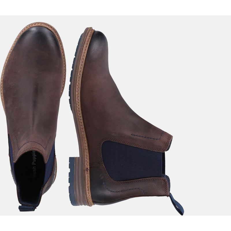Hush Puppies Justin Chelsea Bottes En Cuir Marron Pour Hommes