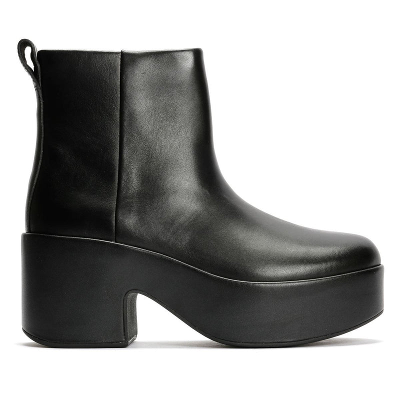 FitFlop Platfforms Heeled Bottes En Cuir Noires Pour Femmes