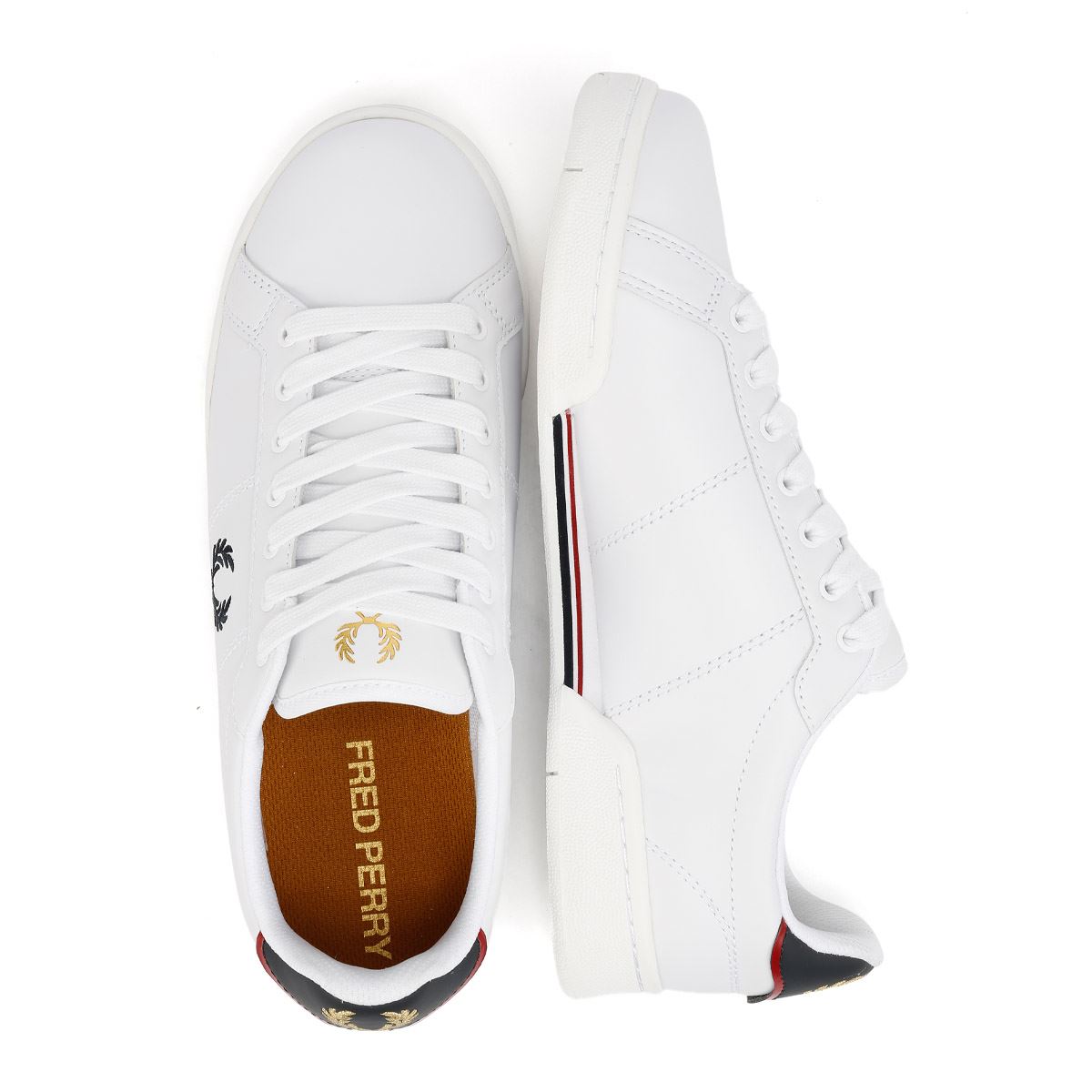 Fred Perry Split Cup Baskets Blanches En Cuir Pour Hommes