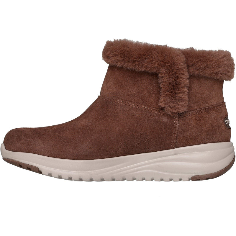Skechers On-the-GO Stellar - Cozy Step Bottes De Cheville En Cuir Chocolat Pour Femmes Cozy Step Hiver