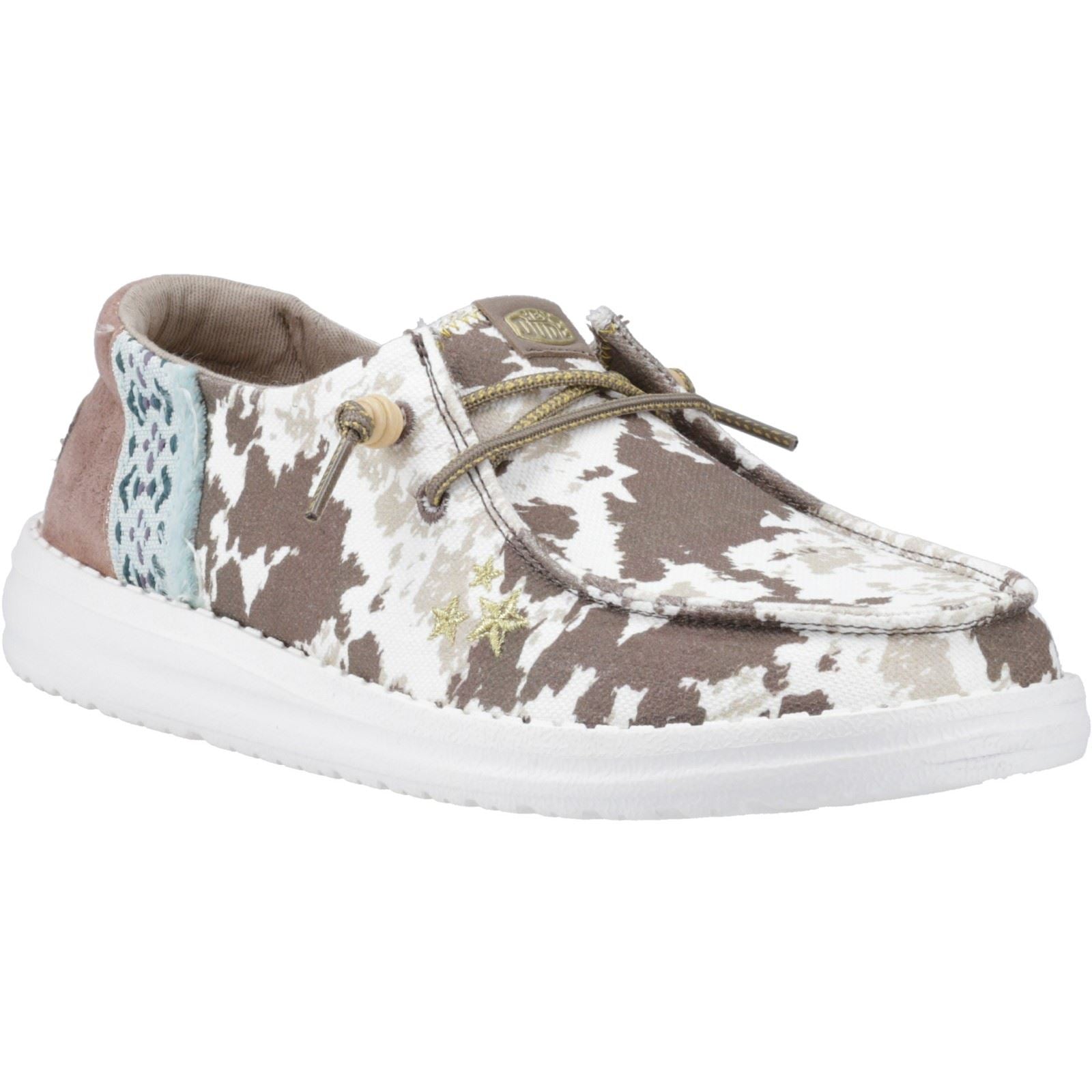 HEYDUDE Wendy Disco Cow Mocassins Beiges En Coton Pour Femmes
