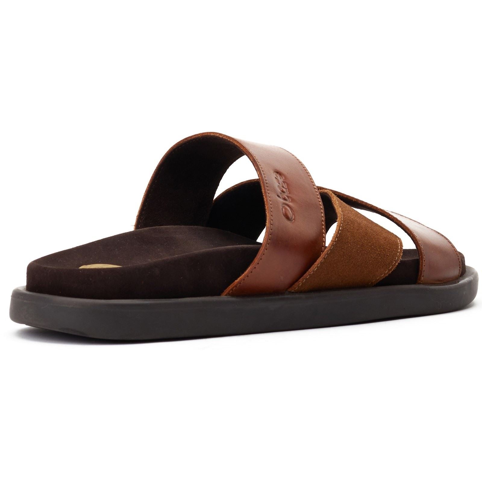 Base London Ponza Sandales En Cuir Pour Hommes Marron Foncé