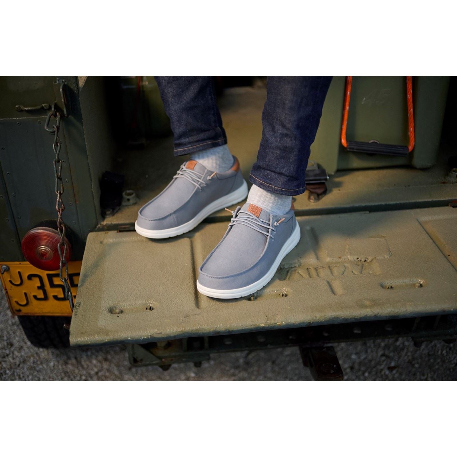 HEYDUDE Paul Canvas Chaussures Mocassins Pour Hommes En Coton Gris Monument